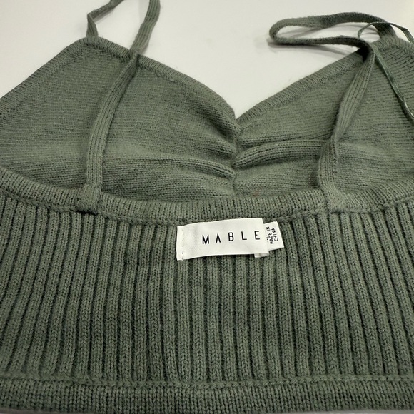 Mable Elegant Sage Olive Green Crop Knit Sweater Top Size M/L - Picture 7 of 9